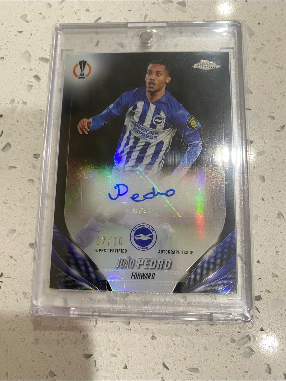 Topps João Pedro Blue White Autograph Soccer Card